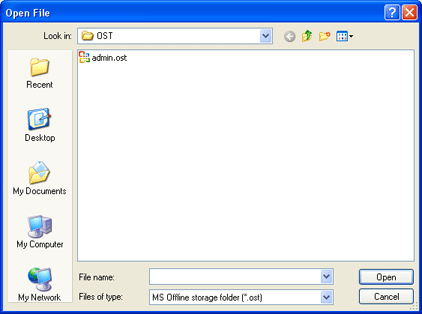 Choose OST location to convert ost to pst file